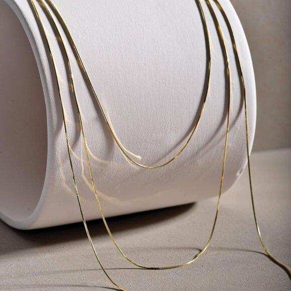 14K Gold Herringbone Snake Chain Choker Necklace Necklaces for Women for Teen - Picture 4 of 8